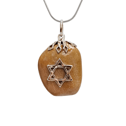 Tiger eye stone necklace with a Star of David on the front 