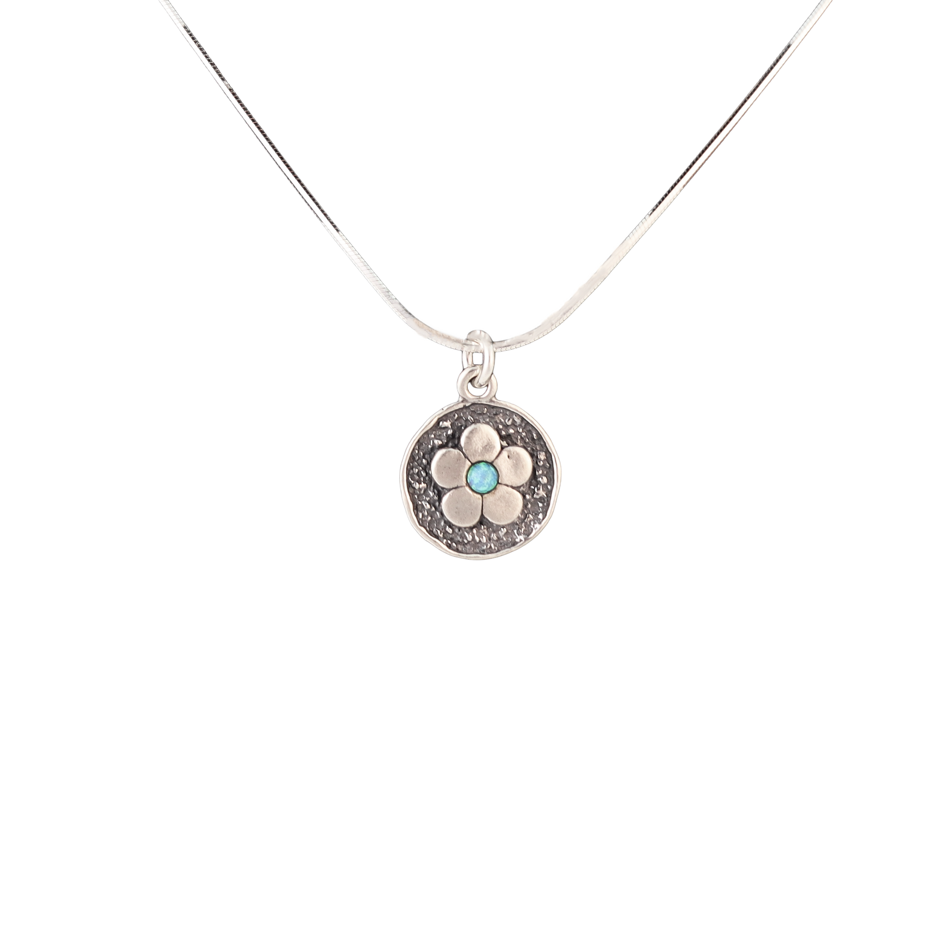 .925 Sterling Silver &amp; Synthetic Opal