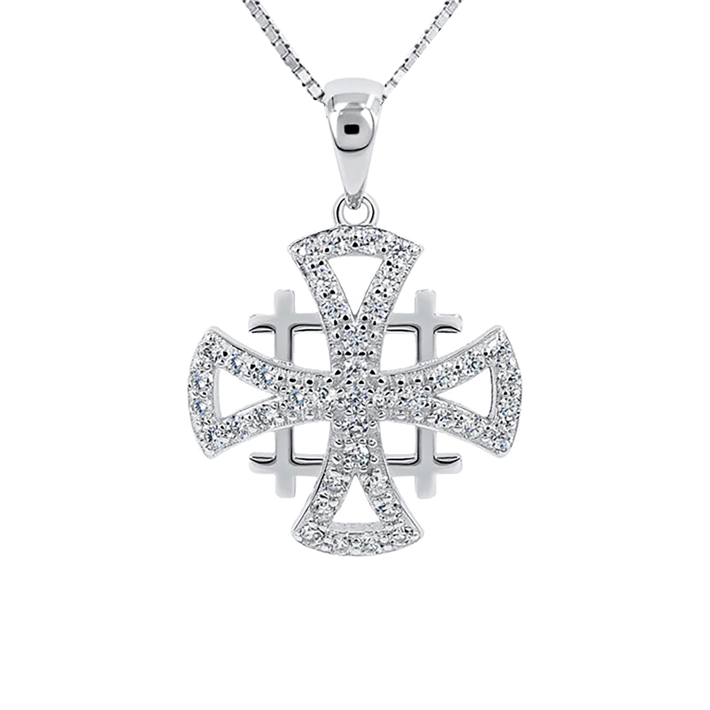 Jerusalem Cross Crystal Necklace