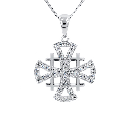 Jerusalem Cross Crystal Necklace