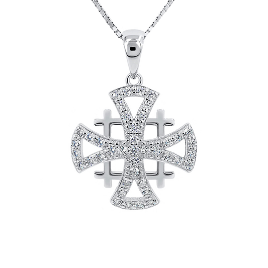 Jerusalem Cross Crystal Necklace