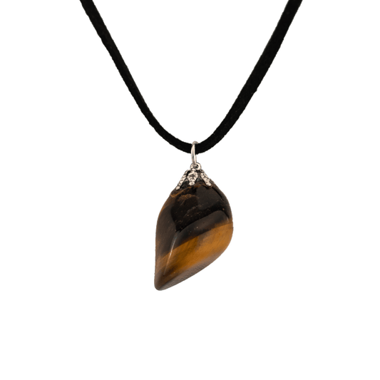 Tiger's Eye Drop Pendant on a black cord