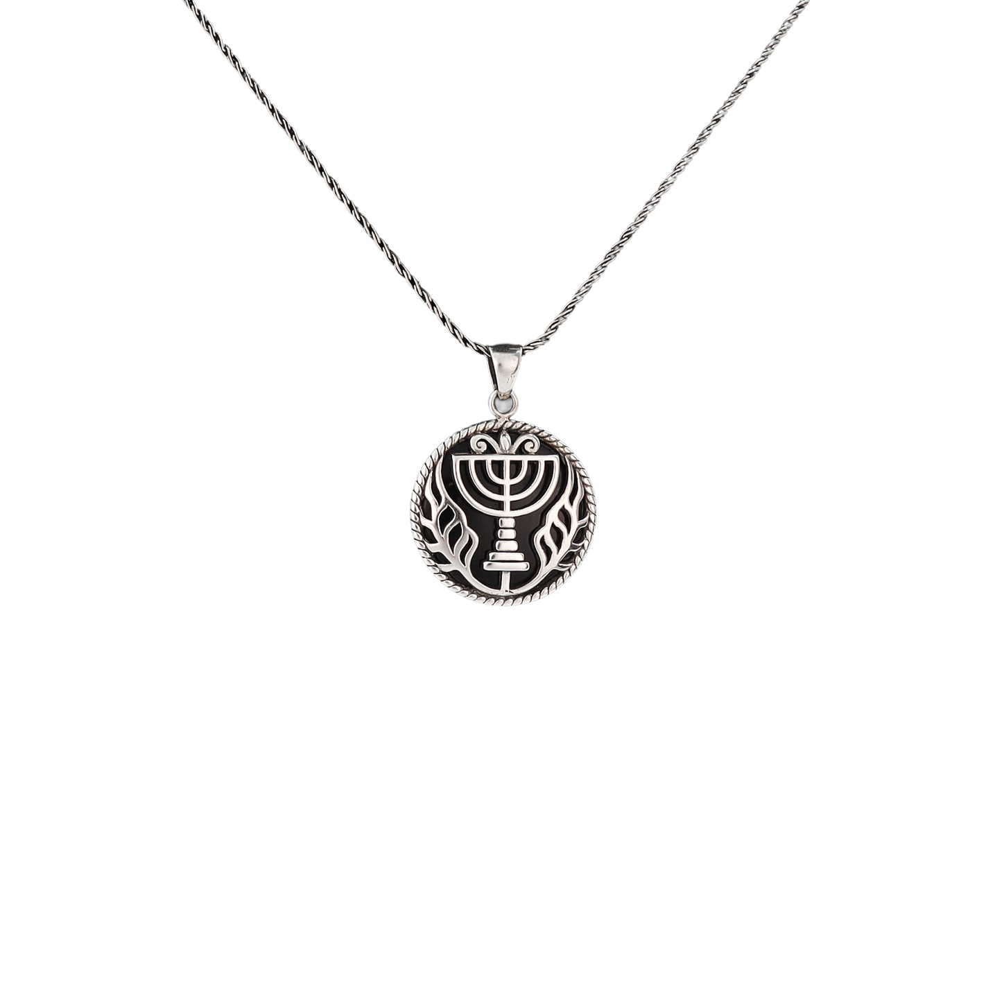 Menorah Black Onyx Men's Necklace