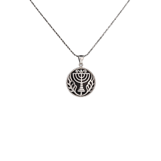 Menorah Black Onyx Men's Necklace