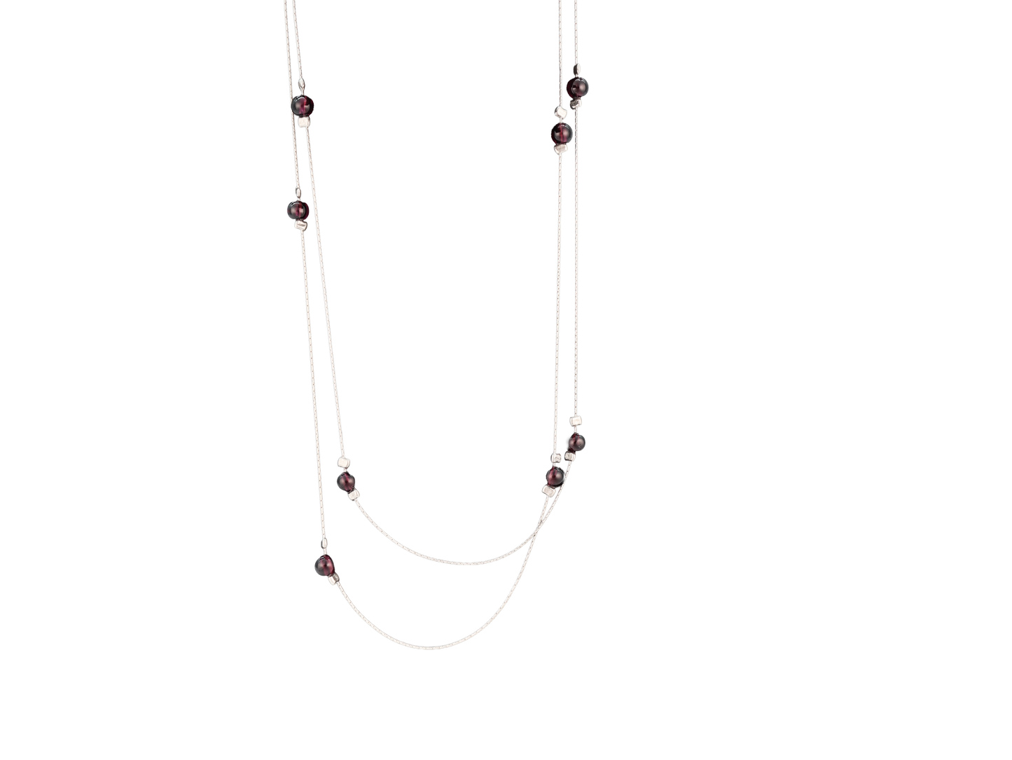 Garnet Silver Strand Necklace