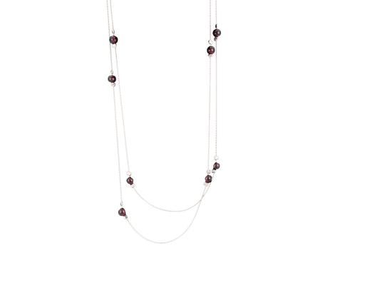 Garnet Silver Strand Necklace