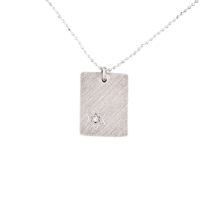 Silver pendant with star of David in the bottom lefthand corner