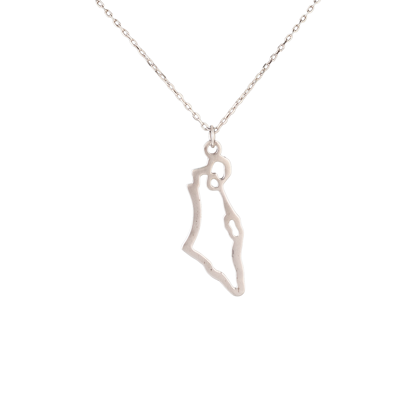 Silver necklace with Israel outline pendant