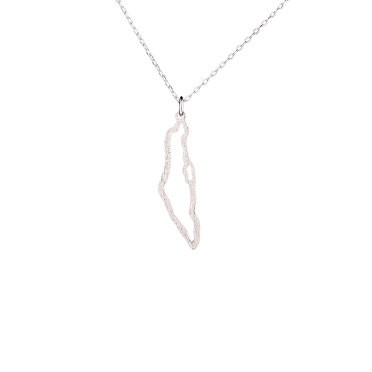 Israel Outline Brushed Silver Necklace