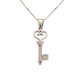 Bejeweled silver heart key pendant on a silver chain