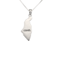 Silver Israel shaped pendant with "Israel" Stamped on it. 