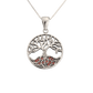 Sterling Silver Tree of Life with red crystals amongst the roots