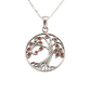 Sterling Silver Tree of Life Pendant with red crystals for leaves on silver chain