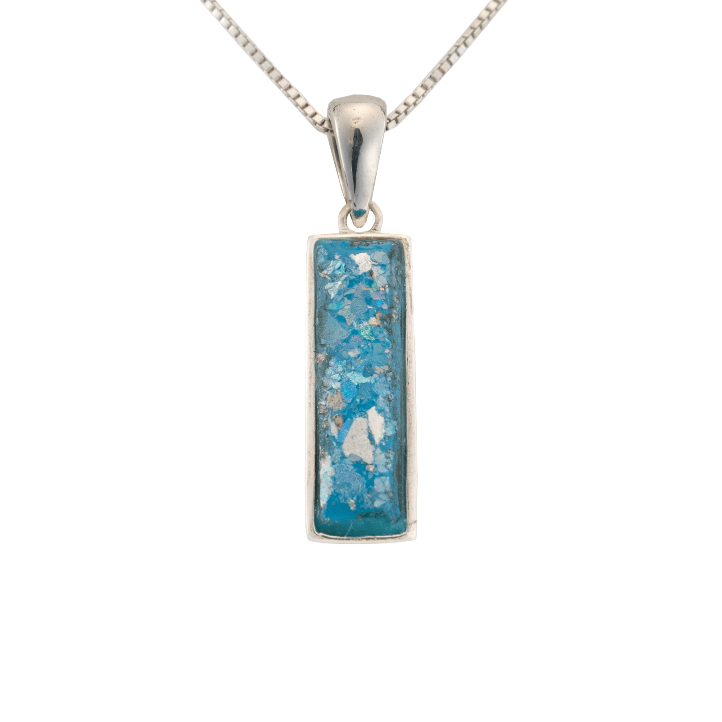 Roman Glass Silver Rectangle Necklace