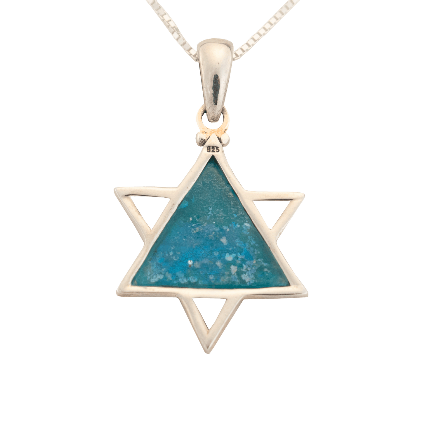 Roman Glass Overlapping Star of David Necklace