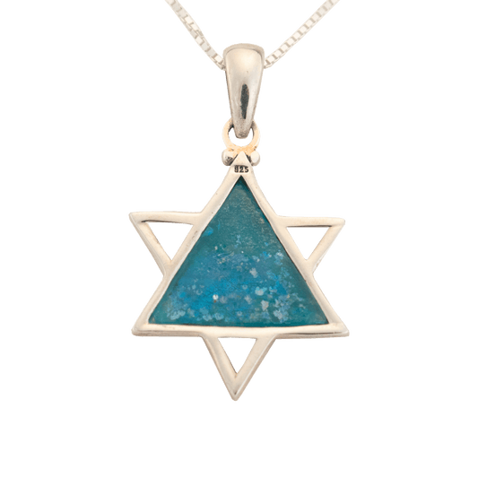 Roman Glass Overlapping Star of David Necklace