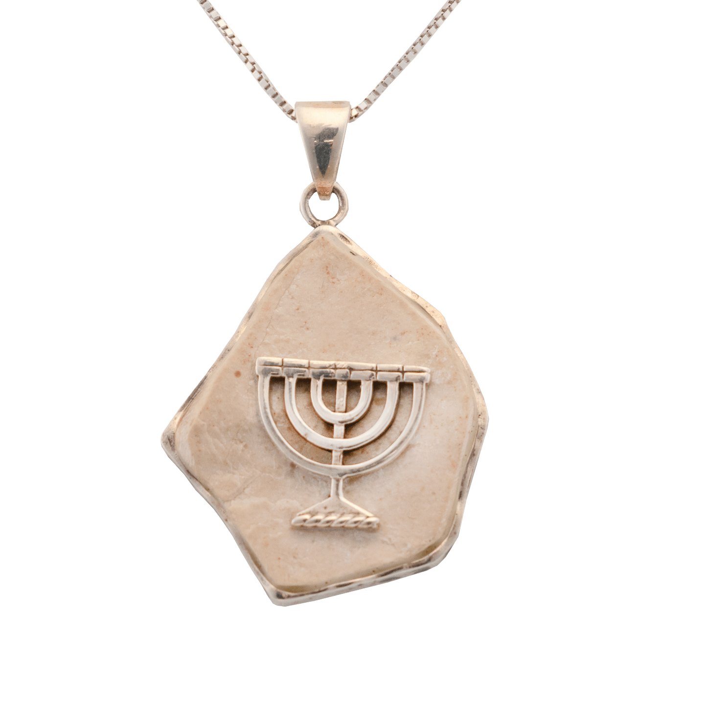 Jerusalem Stone Menorah Necklace