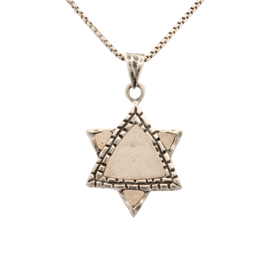 Jerusalem Stone and sterling silver Star of David necklace