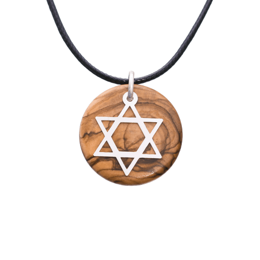 Olive Wood Star of David Necklace