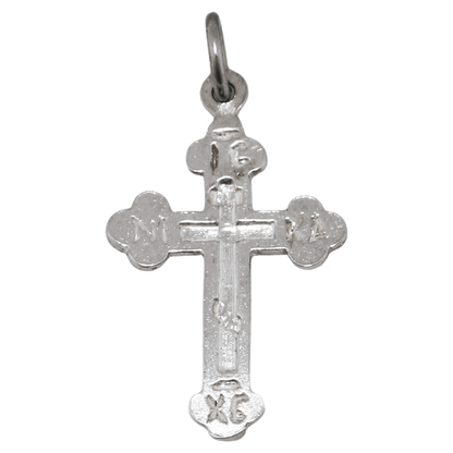 Silver Engraved Cross -Jesus Christ Conquers
