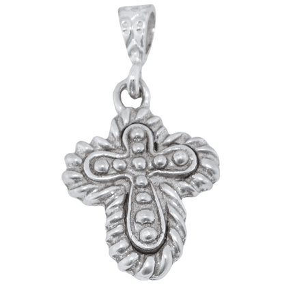 Sterling Silver Cross Pendant Embossed Rounded Edges