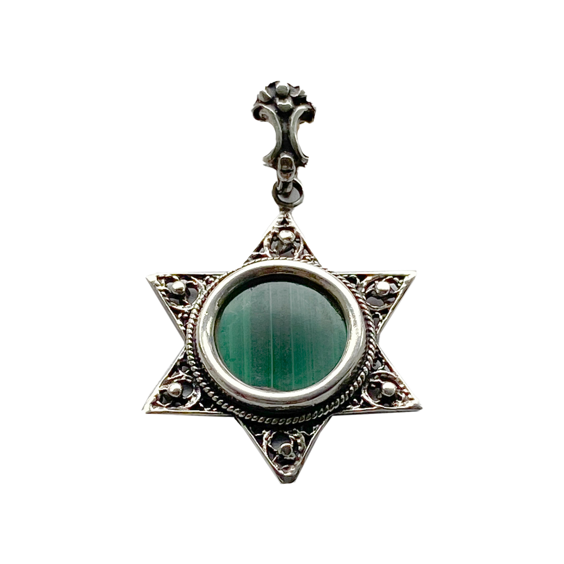 Star of David Eilat Stone Sterling Silver Pendant