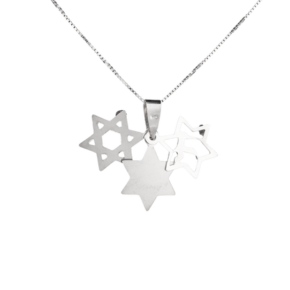 Star of David with Chai Triple Layer Pendant