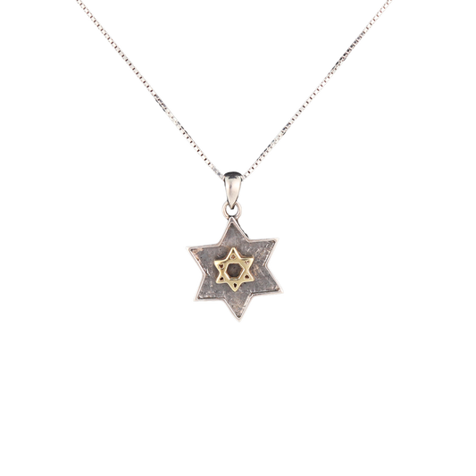 Sterling silver star of David pendant with gold plated star of David 