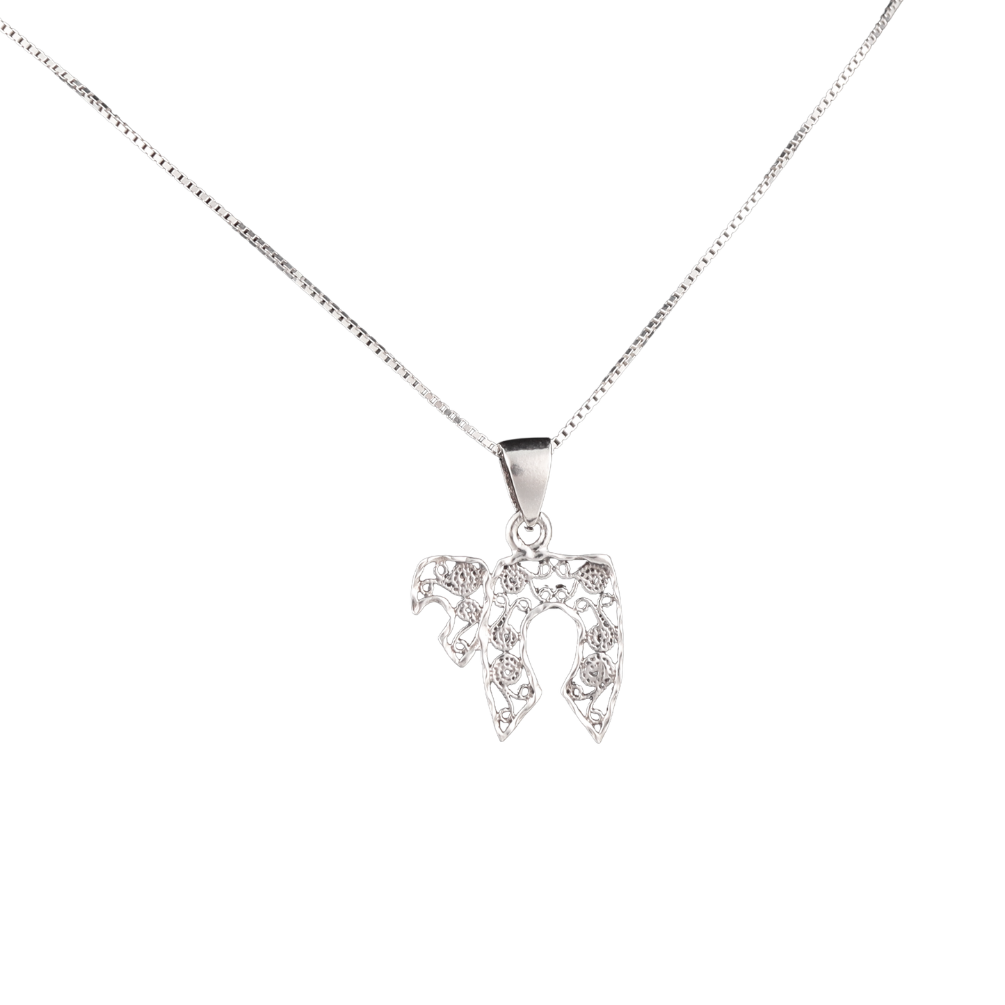 Silver Chai Pendant with Filigree details