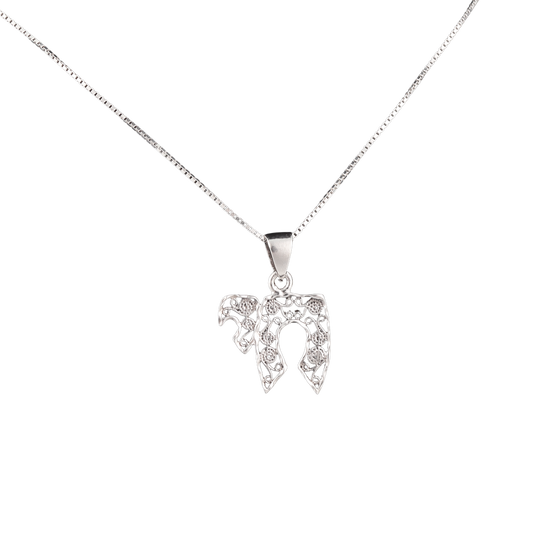 Silver Chai Pendant with Filigree details