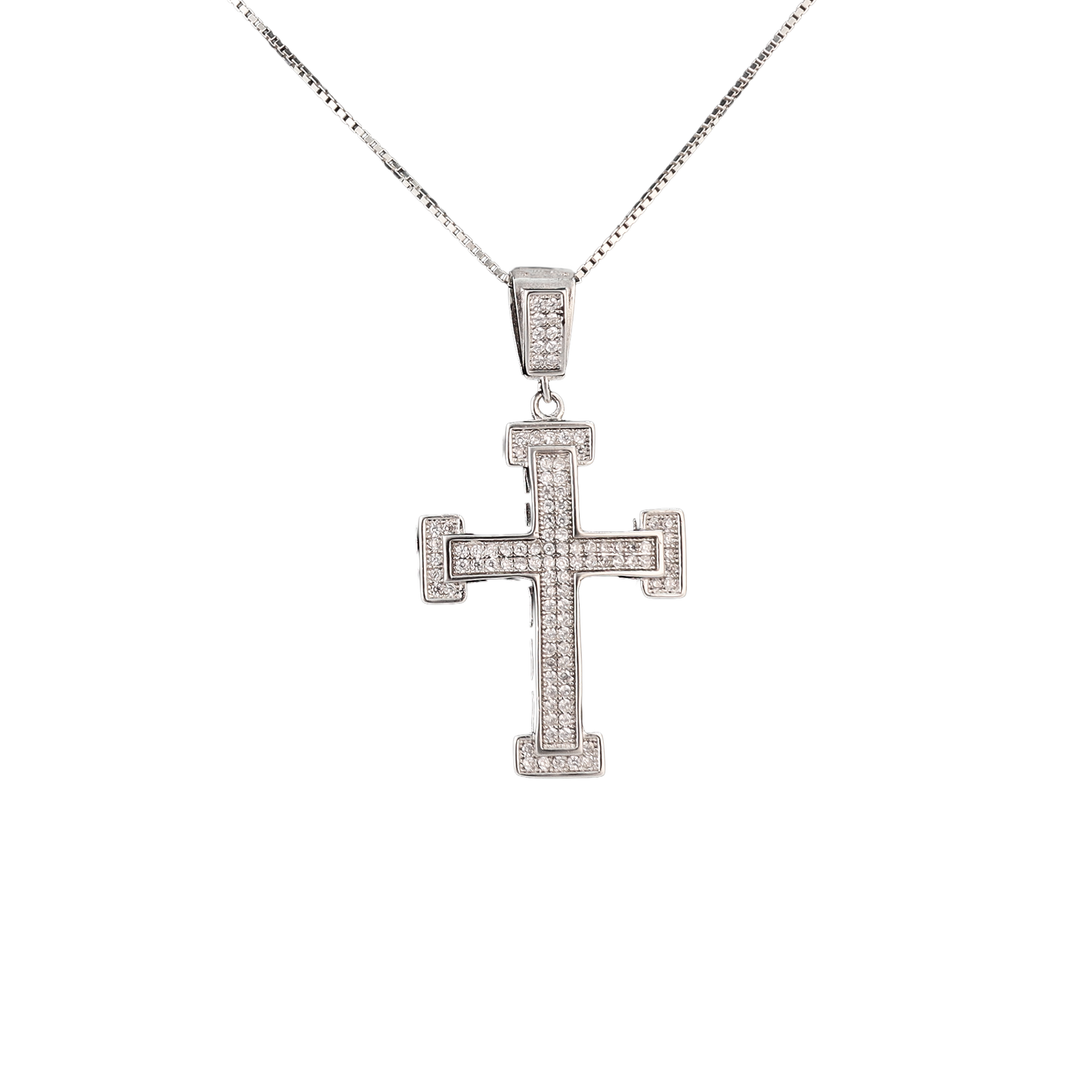 crystal cross silver with square edges