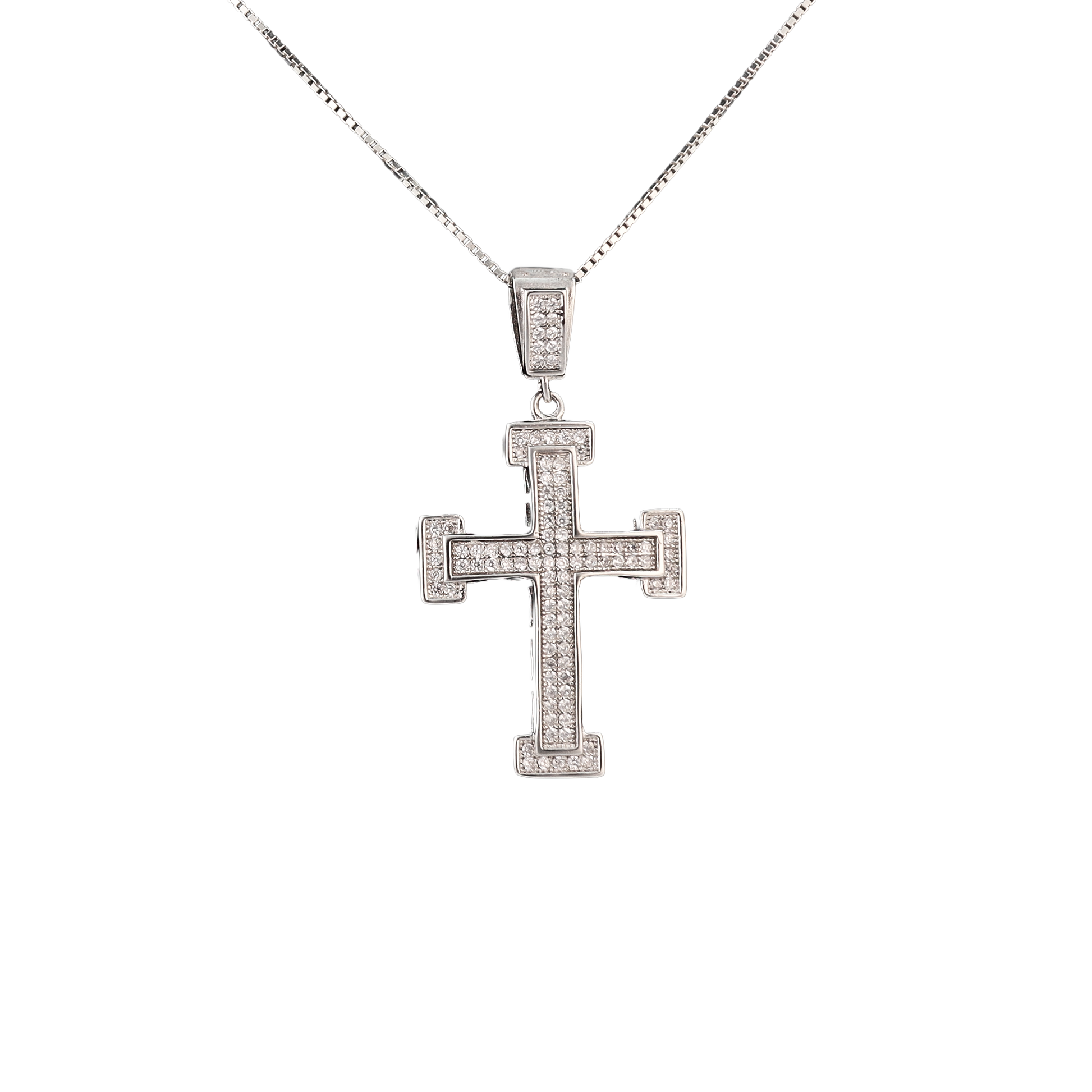 crystal cross silver with square edges