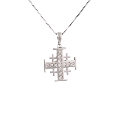 Jerusalem Cross Pendant with Crystals-M (Various)