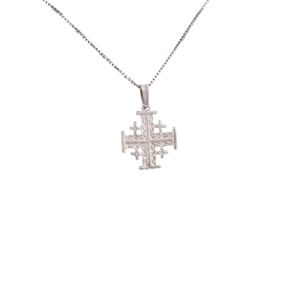 Filigree Jerusalem Cross pendant in silver-tone finish