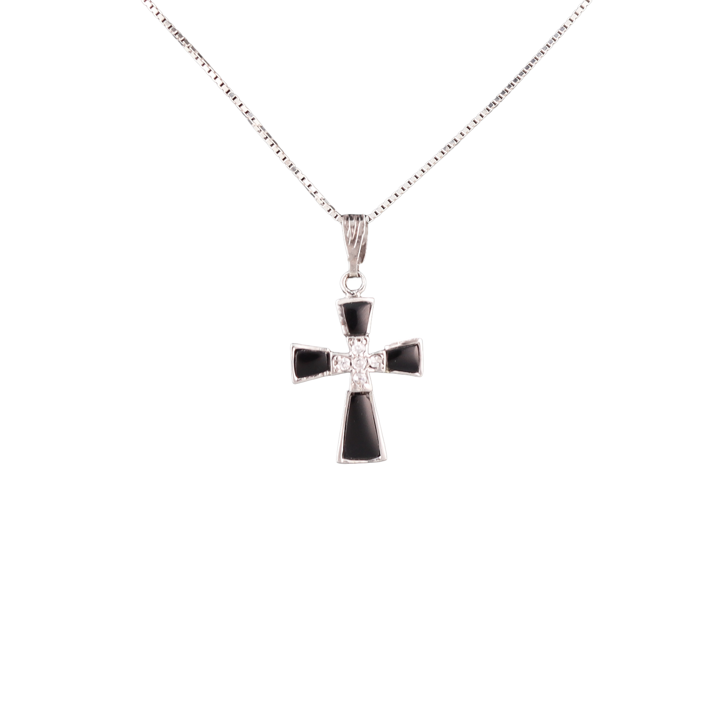Black Ceramic & Sterling Silver Cross Pendant