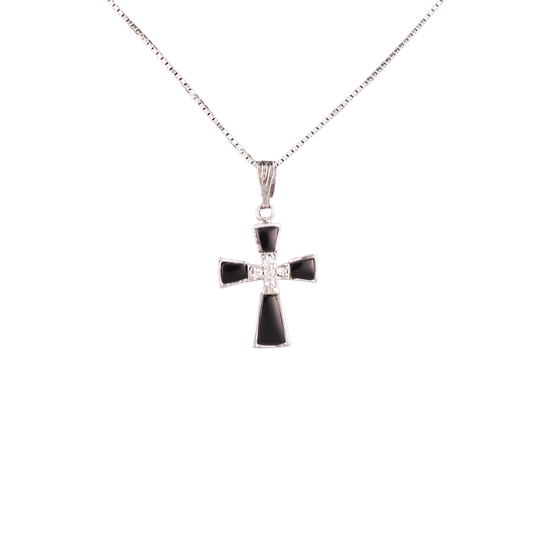 Black Ceramic & Sterling Silver Cross Pendant