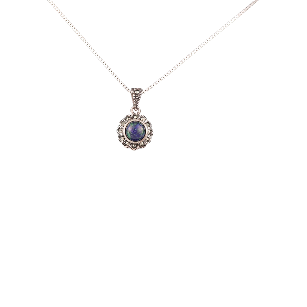 Eilat Stone & Marcasite Flower Pendant