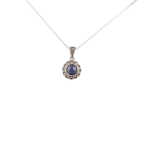 Eilat Stone & Marcasite Flower Pendant