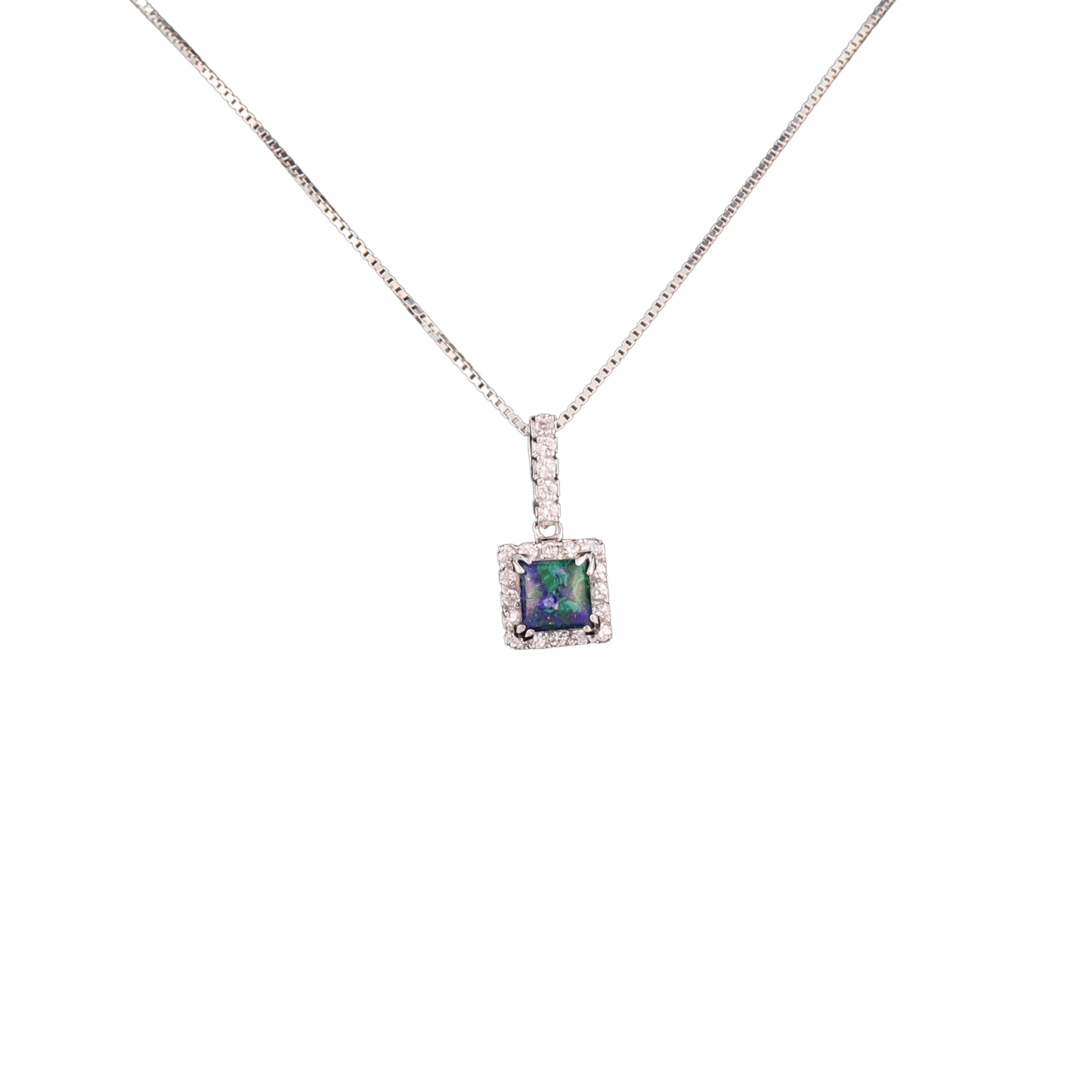 Square Eilat stone and crystal pendant