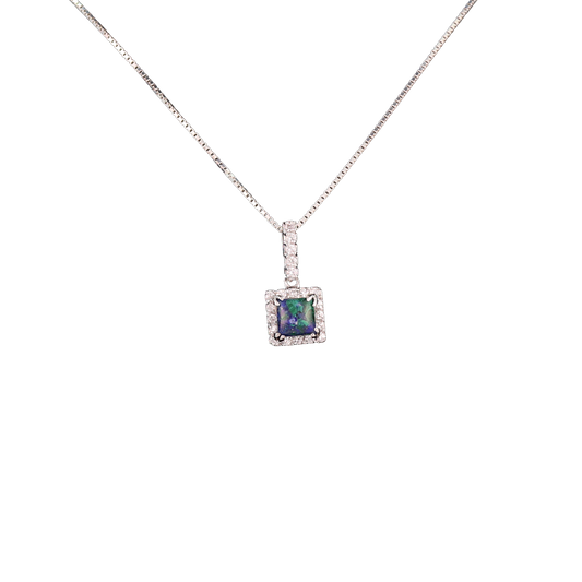Square Eilat stone and crystal pendant