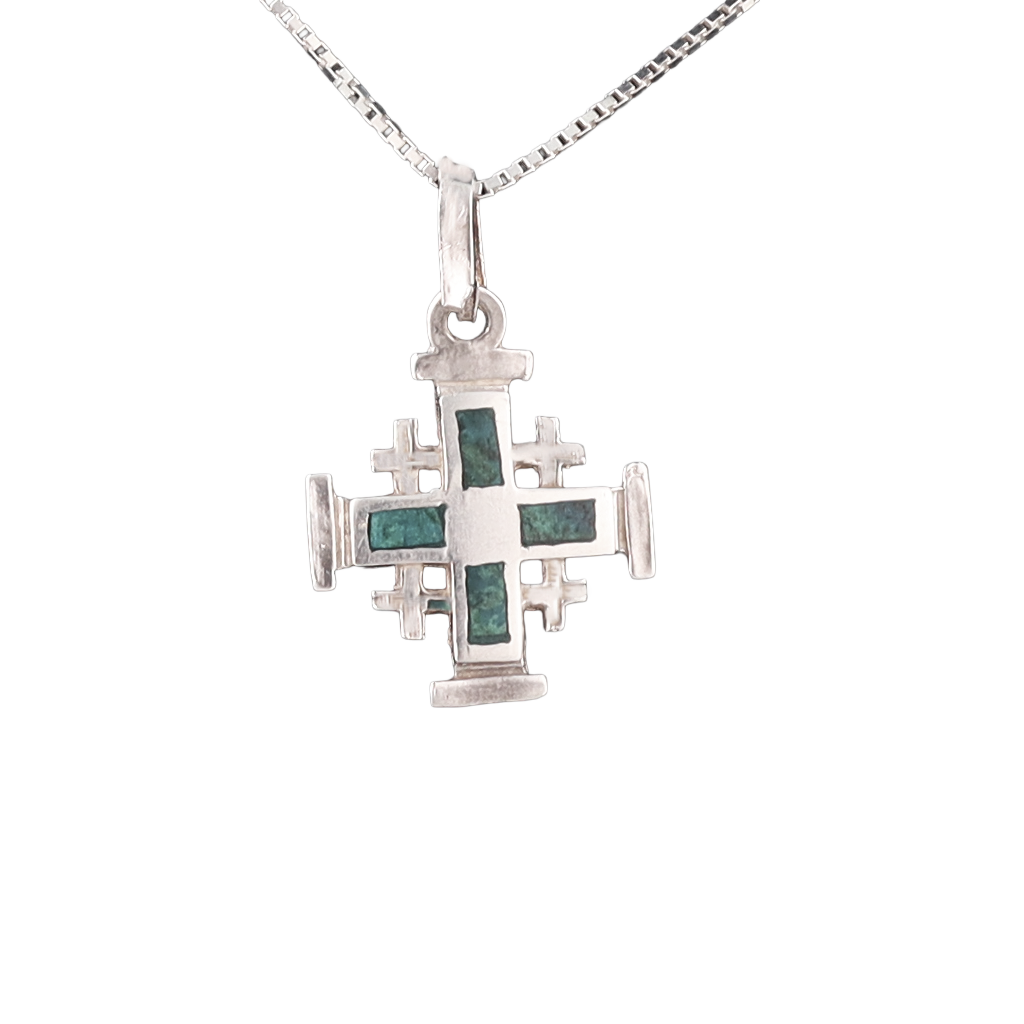 Eilat Stone & Sterling Silver Jerusalem Cross Pendant