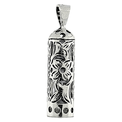 Floral Mezuzah Necklace - Sterling Silver