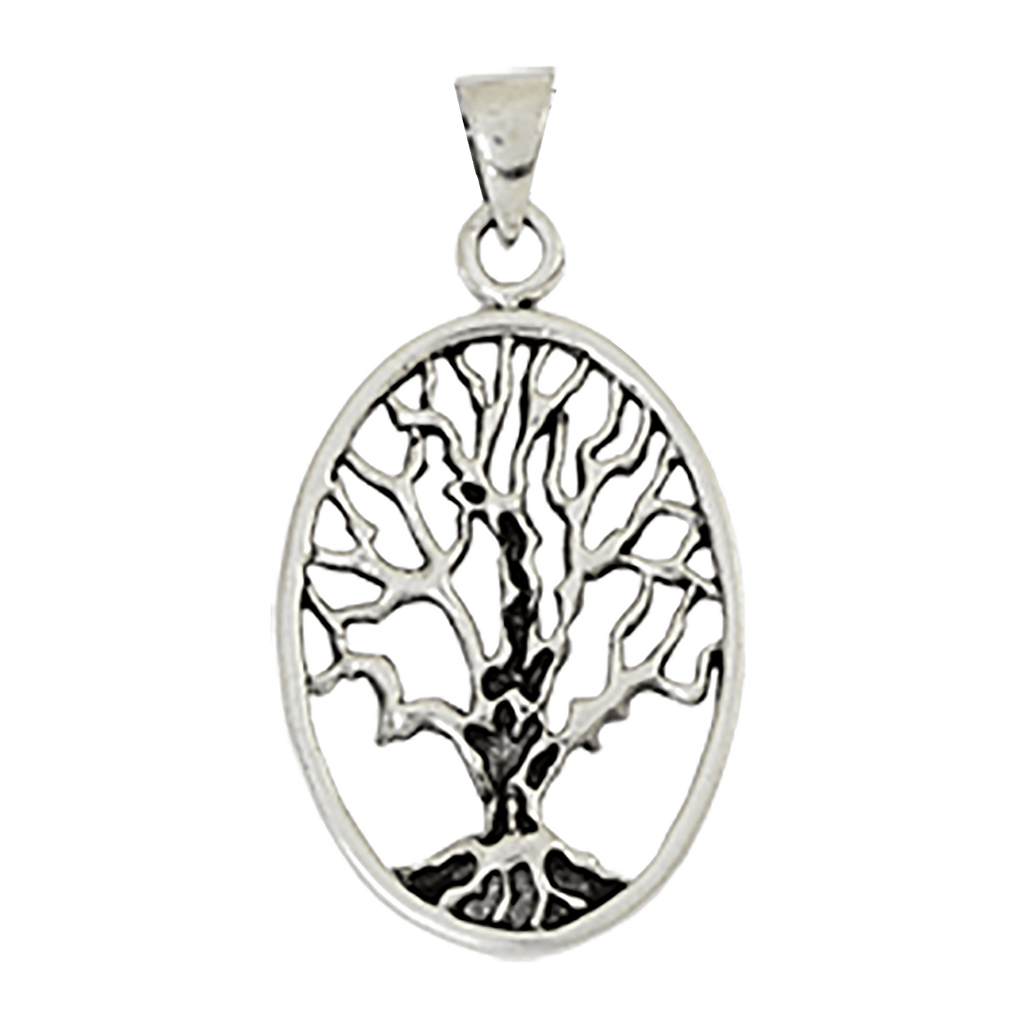 Tree of Life Oval Silver Necklace