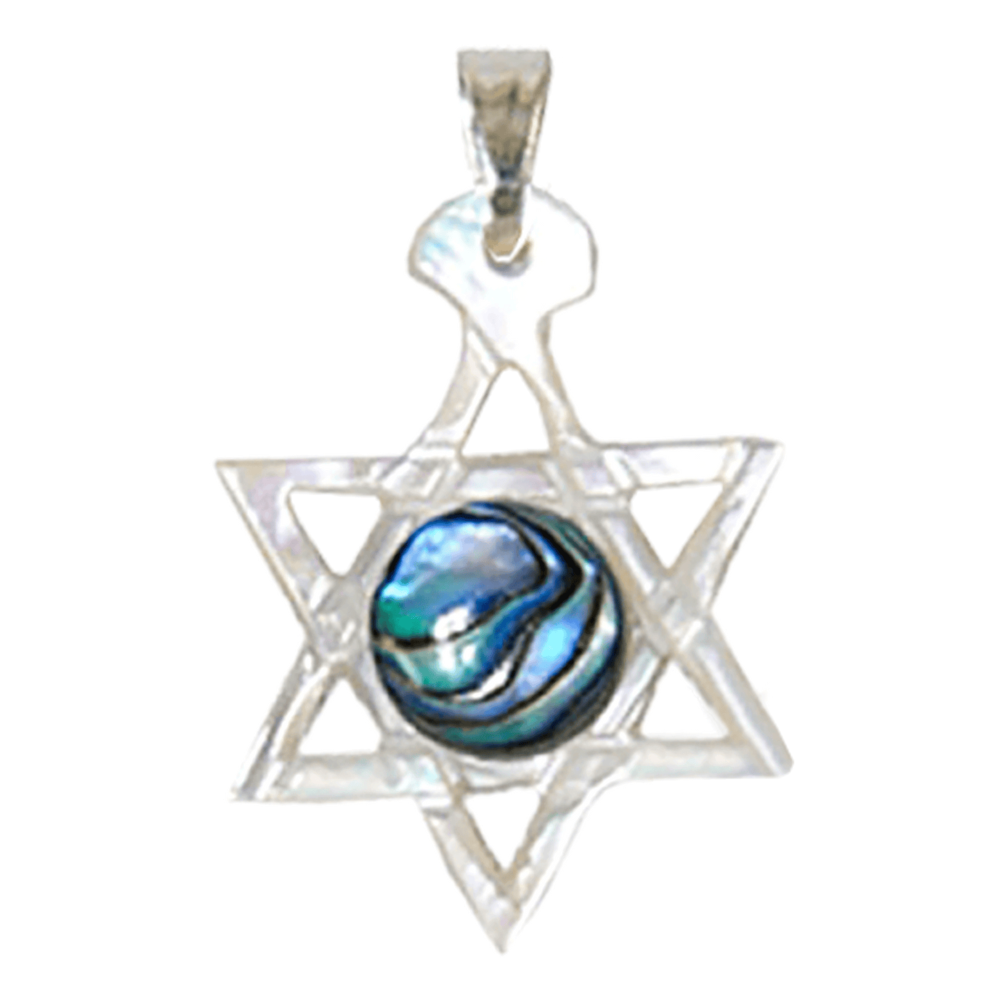 Mother of Pearl & Abalone Star of David Necklace