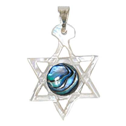 Mother of Pearl & Abalone Star of David Necklace