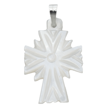 Mother of Pearl Starburst Cross Necklace