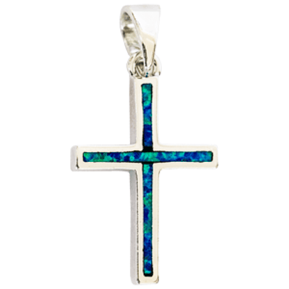 Cross, Sterling Silver With Synthetic Opal