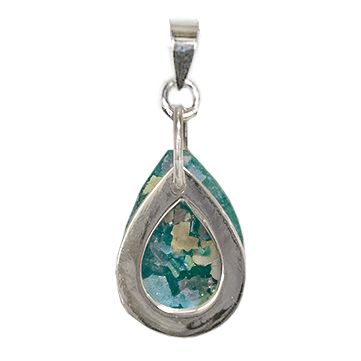 Roman Glass & Silver Teardrop Necklace