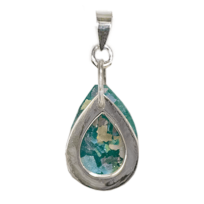 Roman Glass & Silver Teardrop Necklace