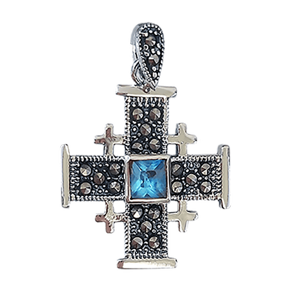 Jerusalem Cross with Colored Stone